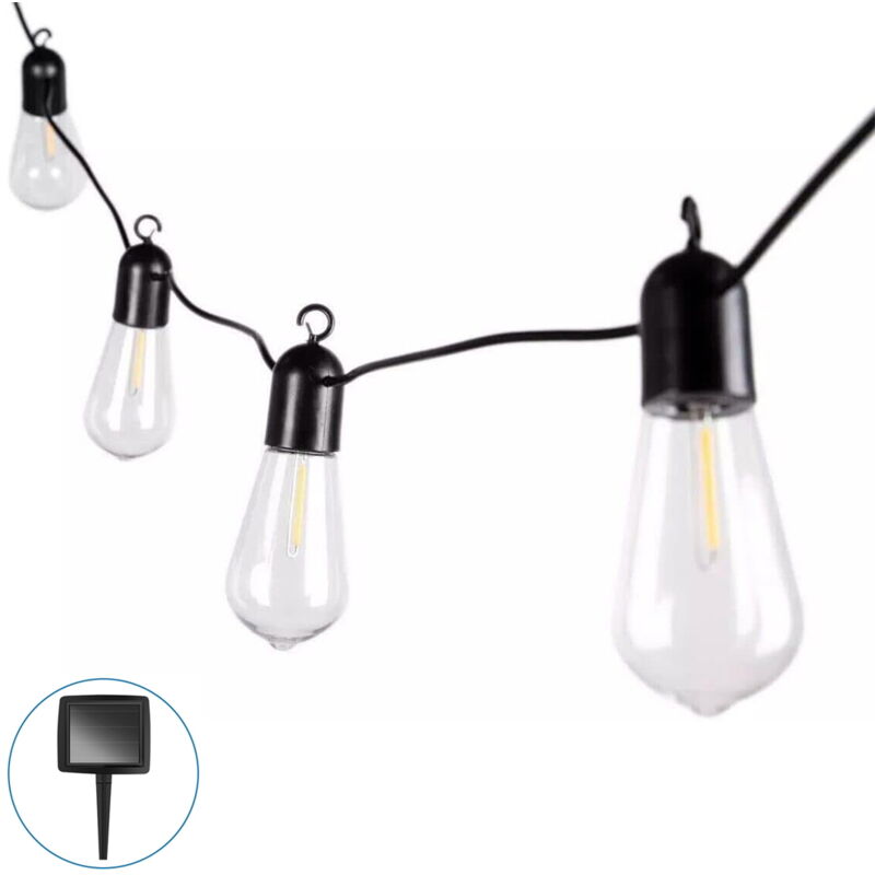 foto del prodotto catena luminosa a led decorativa con pannello solare 4,5 metri 10 sfere trasparenti bianco caldo 2200k wisdom