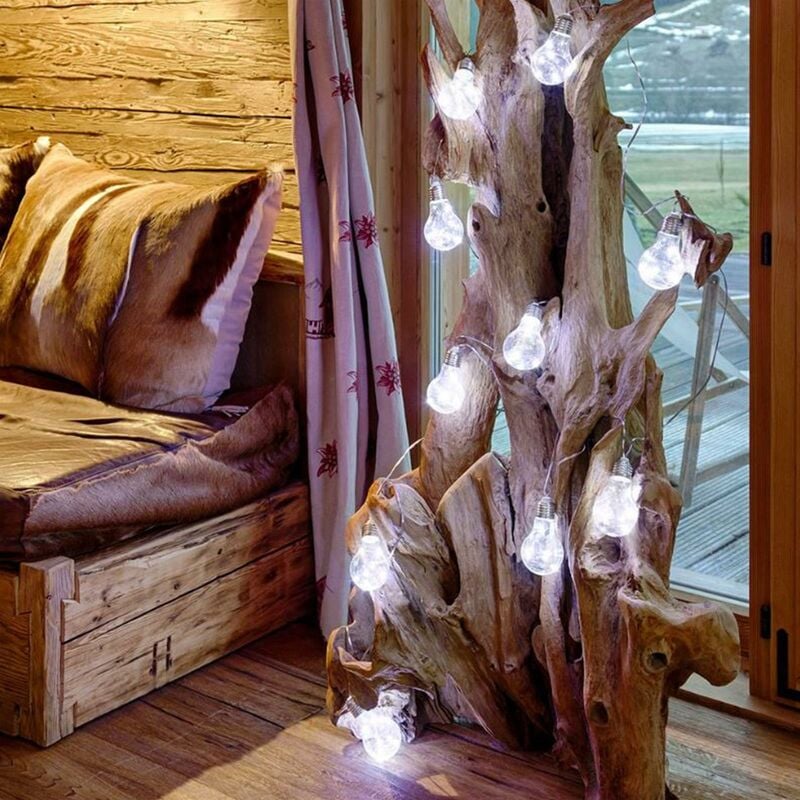 foto del prodotto catena luminosa con 10 lampade microled in filo metallico decorazioni natalizie da esterno bianco freddo