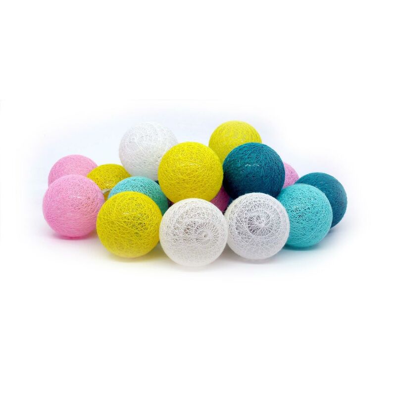 foto del prodotto catena luminosa con palline di cotone led, catena di palline di cotone led colorate usb 3m