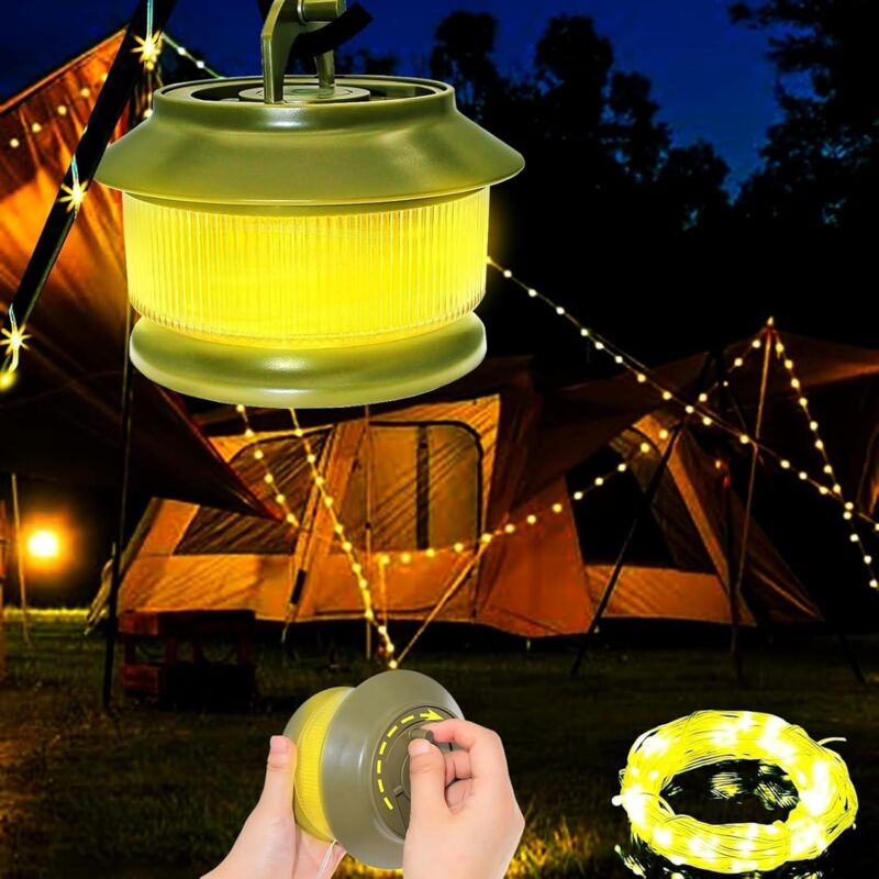 foto del prodotto catena luminosa da campeggio arrotolabile batteria da 20m 3000mah 350 lumen 5 modalit di illuminazione decorazione da campeggio portatile