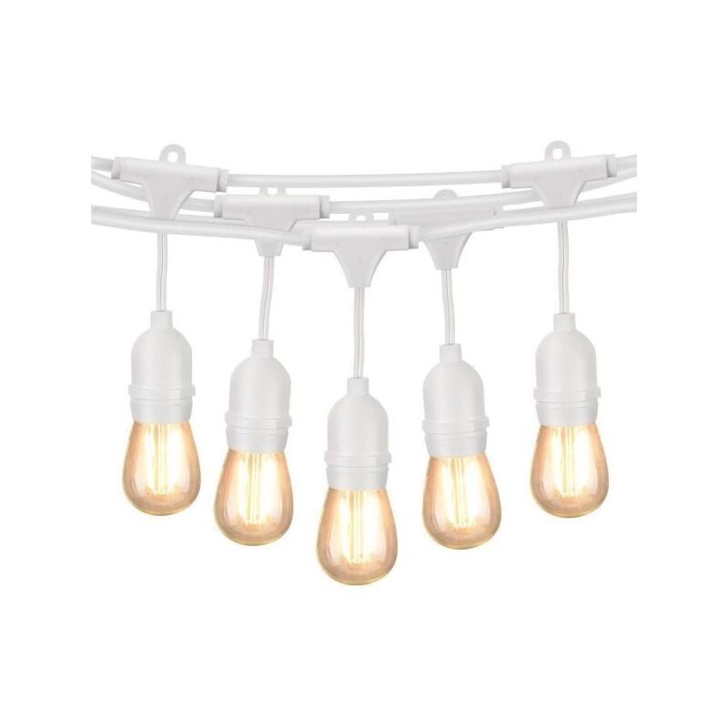foto del prodotto catena luminosa da esterno modulare 10 lampadine e27 cavo 10 metri ip65 bianco