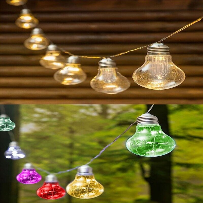 foto del prodotto catena luminosa da esterno ricarica solare bianco caldo stringa 10 lampadine multicolore per decorare pub ristorante giardino colorigenerali 