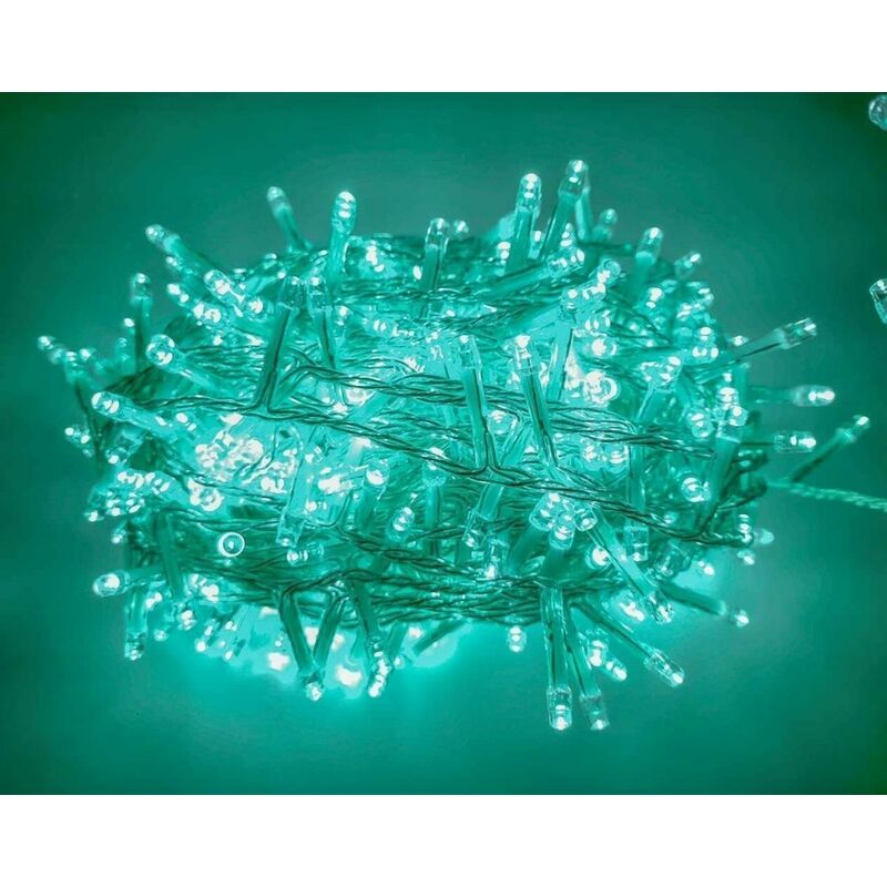 foto del prodotto catena luminosa da esterno stringa di luci di natale in serie casa e albero luce verde acqua 25m 500 led