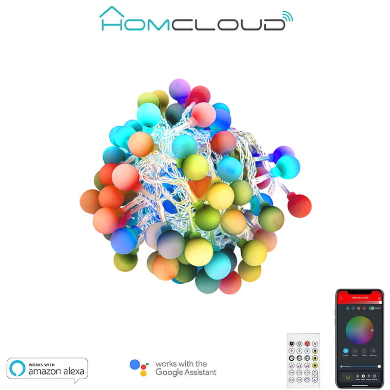 foto del prodotto catena luminosa decorata smart tuya wifi con 66 perle a led rgb ic 10 metri homcloud