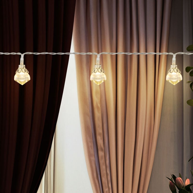 foto del prodotto catena luminosa decorazione natalizia catena luminosa con design a diamanti luce decorativa, plastica argentata, batteria 10x led 3000k bianco caldo,
