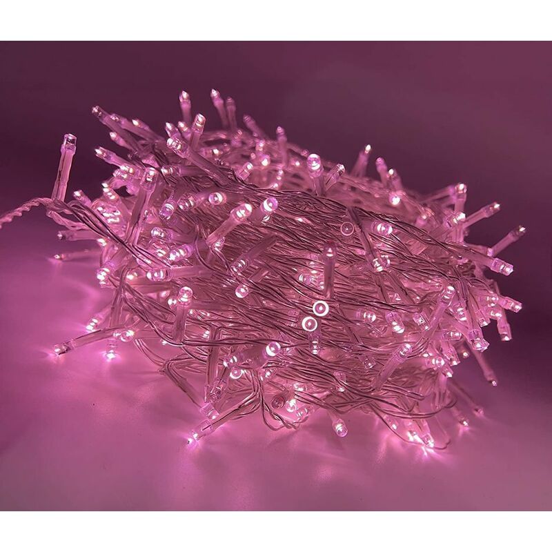 foto del prodotto catena luminosa di 25 metri 500 led rosa decorazioni natalizie per albero di natale interno ed esterno