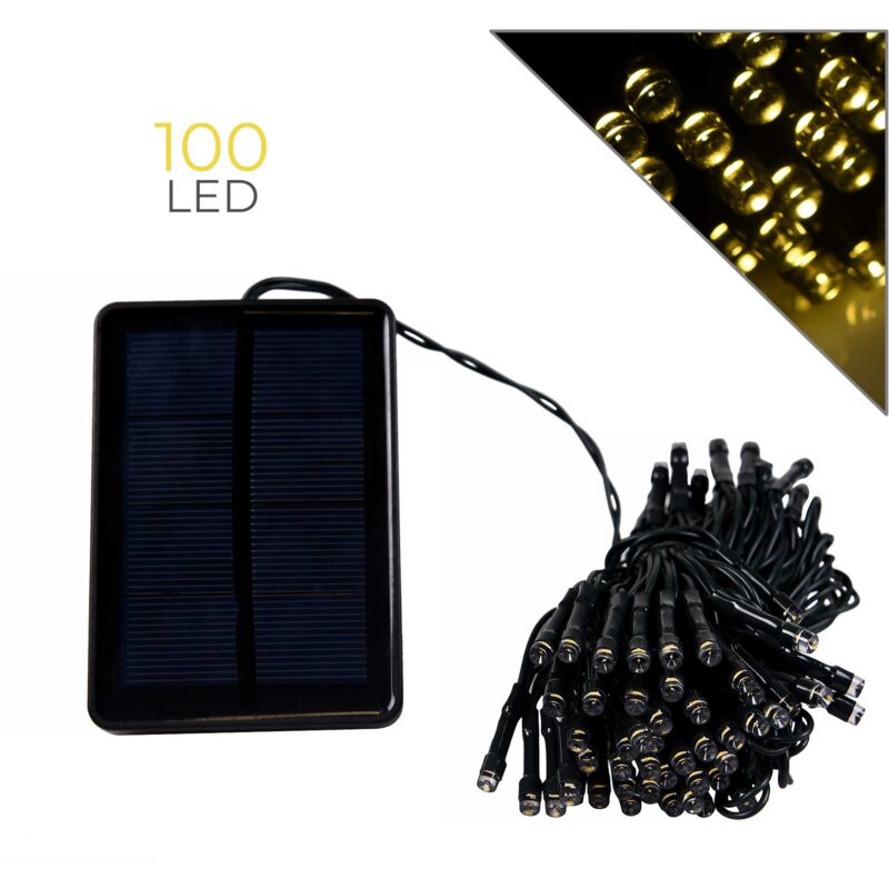 foto del prodotto catena luminosa di natale 100 led a ricarica solare luce calda - ideale per alberi e decorazioni