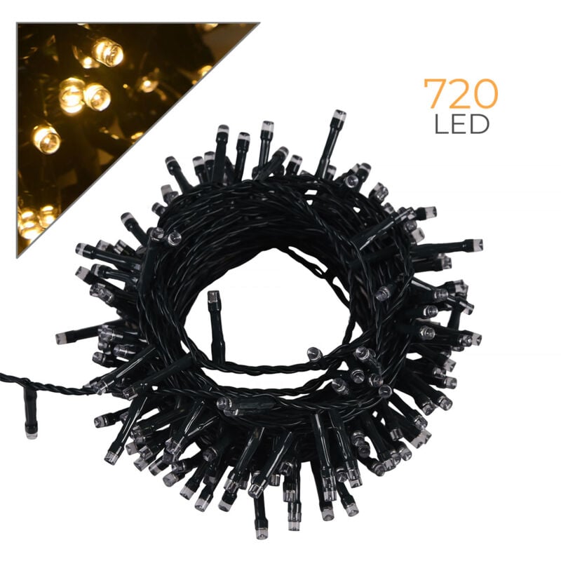 foto del prodotto catena luminosa di natale 720 led 31v 36m con cavo verde e luce calda decorazione perfetta per giardini case e vetrine