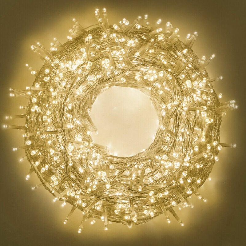foto del prodotto catena luminosa di natale a 300 led con 8 giochi di luce per uso interno esterno luce calda 