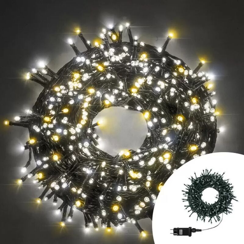 foto del prodotto catena luminosa di natale a 500 led 8 giochi di luce per decorazioni interno e esterno luce calda e fredda 