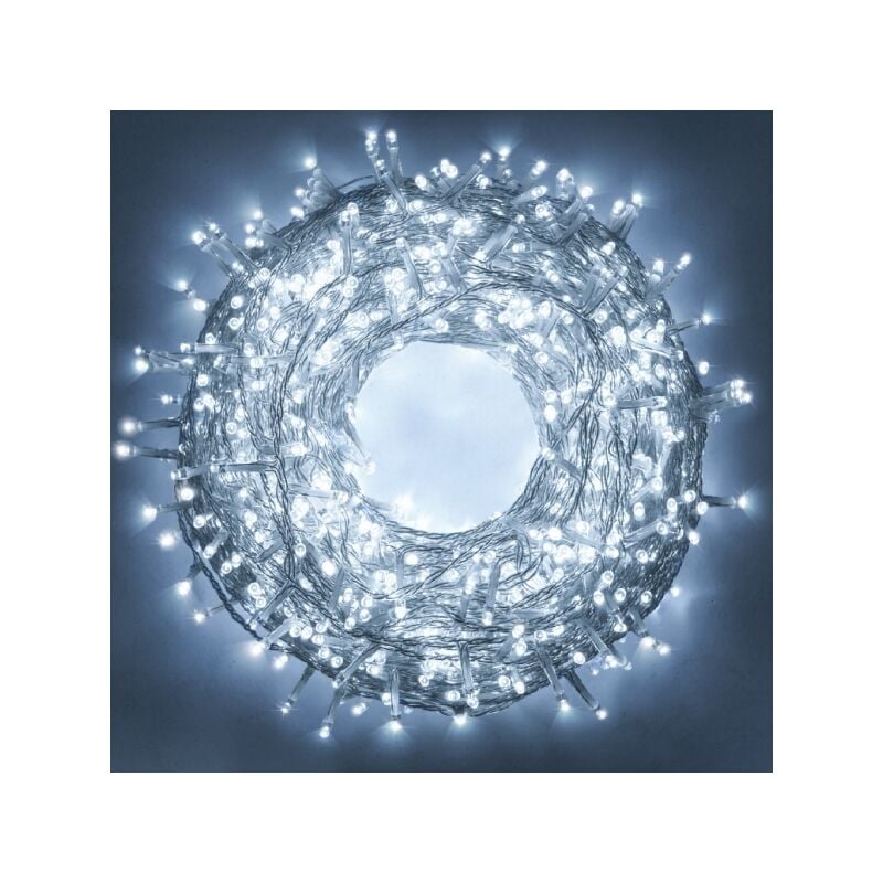 foto del prodotto catena luminosa di natale a 500 led con 8 giochi di luce per uso interno esterno luce bianca 