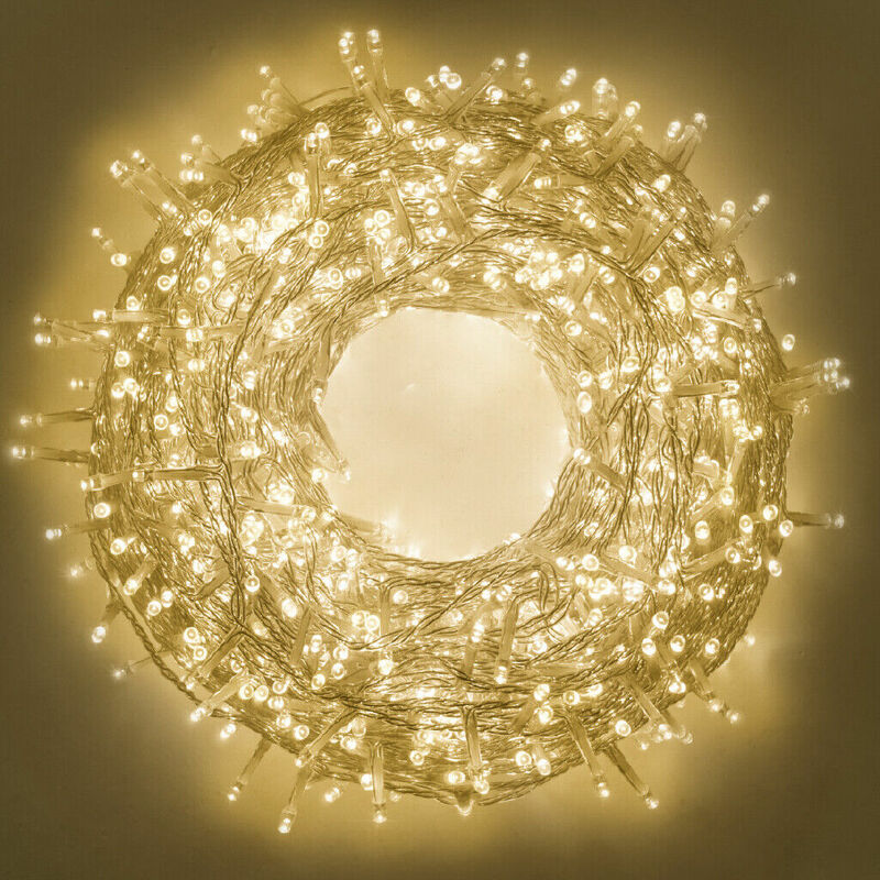 foto del prodotto catena luminosa di natale a 500 led con 8 giochi di luce per uso interno esterno luce calda 