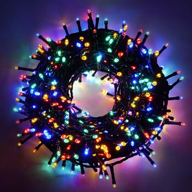 foto del prodotto catena luminosa di natale a 500 led con 8 giochi di luce per uso interno esterno luce multicolore 