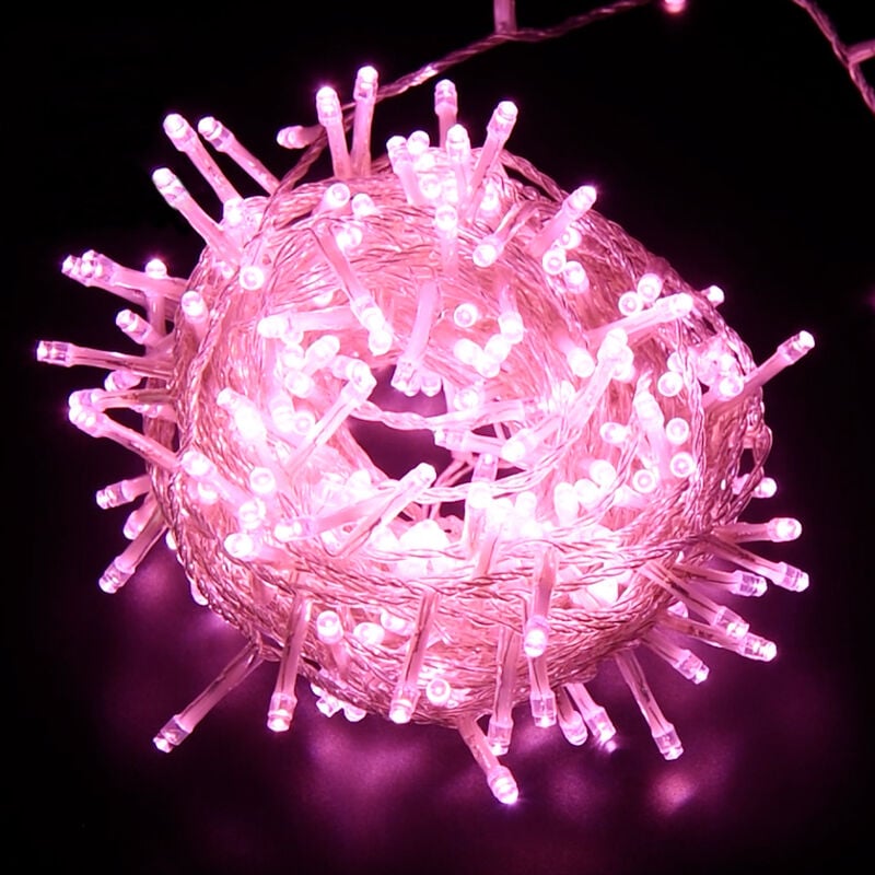 foto del prodotto catena luminosa di natale a 500 led con 8 giochi di luce per uso interno esterno luce rosa 