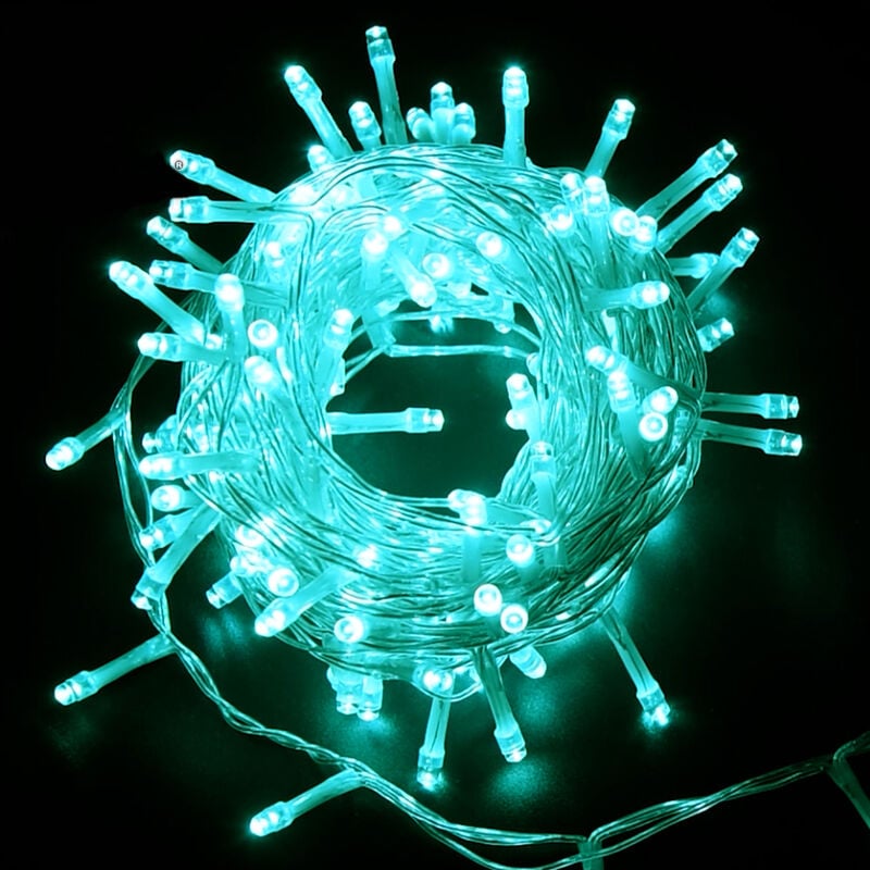 foto del prodotto catena luminosa di natale a 500 led con 8 giochi di luce per uso interno esterno luce verde acqua 