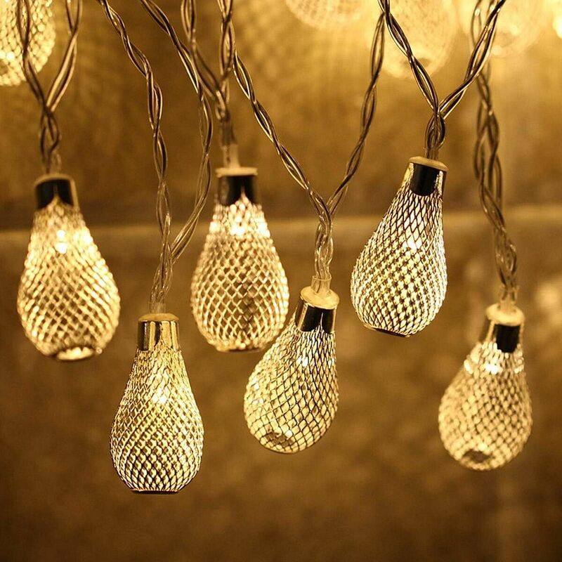 immagine 0 del prodotto catena luminosa di natale a forma di goccia a 15 led con luce fissa e intermittente per uso interno luce calda 