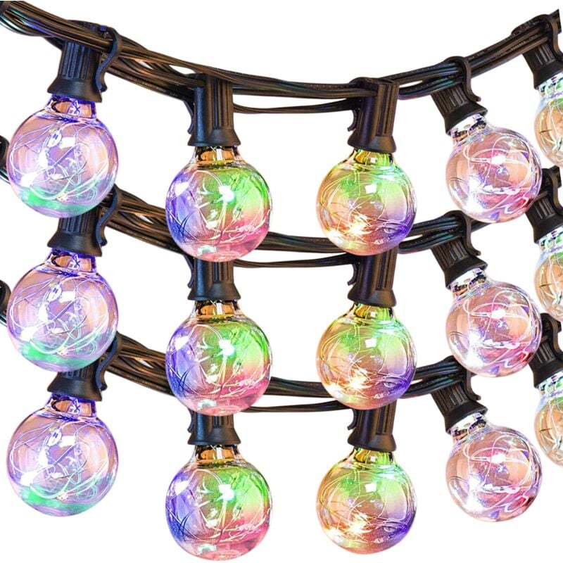 foto del prodotto catena luminosa esterno 10mt ip44 con 30 lampadine multicolore pannello solare