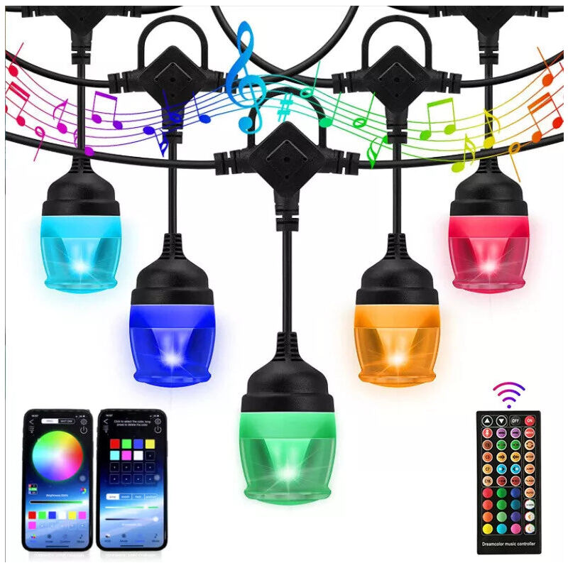 foto del prodotto catena luminosa esterno led stringa rgb 14m, luci di natale impermeabili ip65, controllo app bluetooth, sincronizzazione musicale, funzione timer, 12