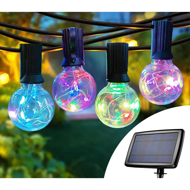 foto del prodotto catena luminosa esterno solare con 30 lampadine incluse multicolor 10mt te b0532
