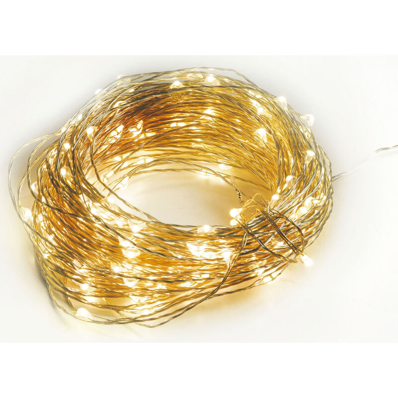foto del prodotto catena luminosa filo di rame micro led per esterno 180 micro led bianco 3.3 watt lunghezza 23 mt