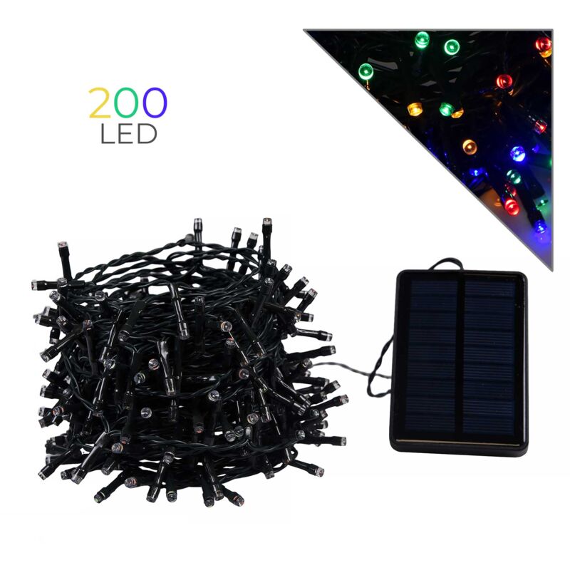 foto del prodotto catena luminosa led 200 luci a energia solare per esterni decorazioni natalizie per giardino balcone e casa