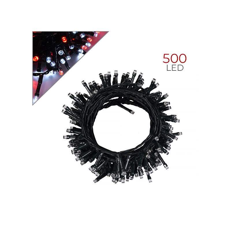 foto del prodotto catena luminosa led 500 luci bianche e rosse versatile sicura e durevole per interni ed esterni