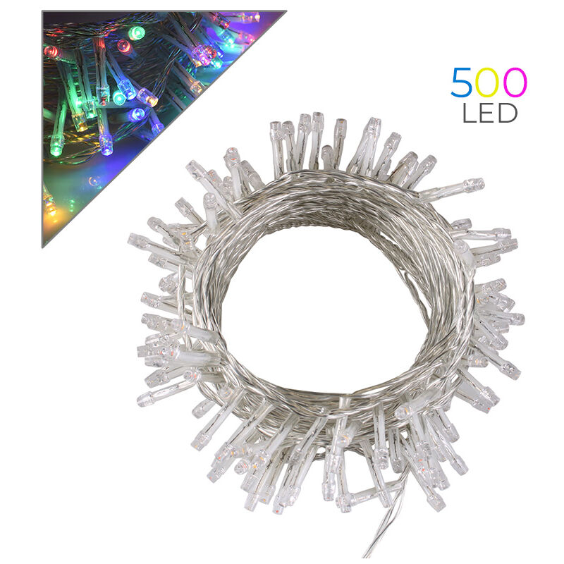 foto del prodotto catena luminosa led 500 luci multicolore 25m con controller 8 funzioni di illuminazione ideale per esterno ip44