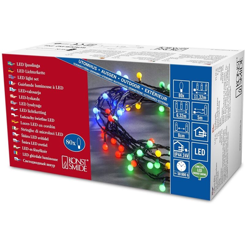 foto del prodotto catena luminosa led con lampadine a sfera konstsmide