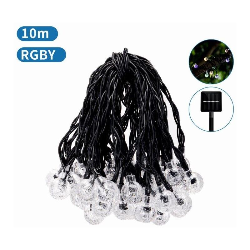 foto del prodotto catena luminosa led con pannello solare luce rgb ip65 12 metri