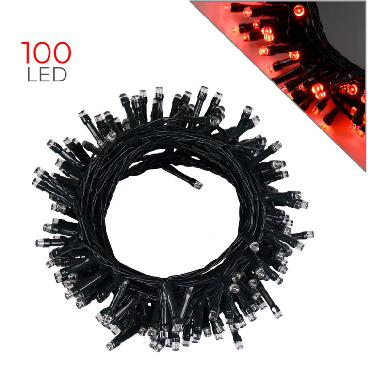 foto del prodotto catena luminosa natalizia con 100 led rossi su cavo verde perfetta per addobbi albero di natale e decorazioni feste