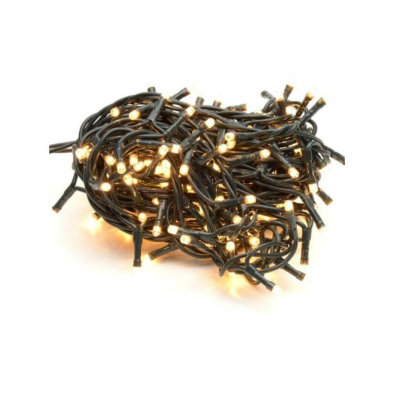 foto del prodotto catena luminosa natalizia con 500 led bianco caldo, lunghezza 25 5 mt, adatta all esterno