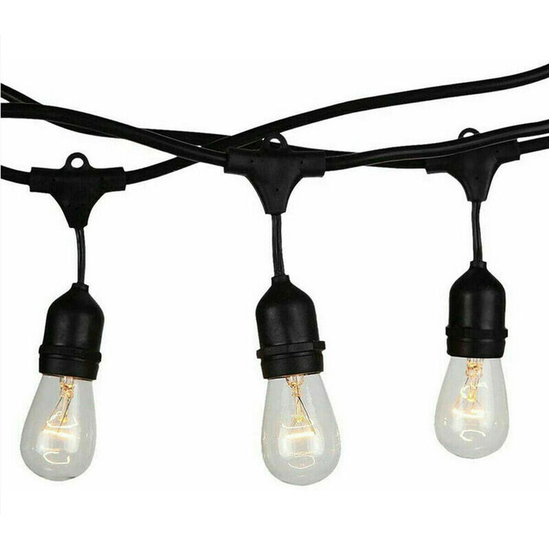 foto del prodotto catena luminosa nera decorativa vintage 10m stringa 10 portalampade gazebo
