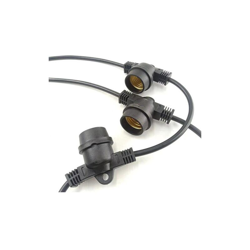 foto del prodotto catena luminosa portalampade e27 nera 10mt ip44 s lampade cf. scatola