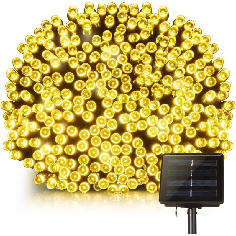 foto del prodotto catena luminosa solare, 200 led impermeabili per esterni, 22 m, con 8 modalit , per giardino, casa, patio, cortile, alberi, feste, matrimoni, bianco