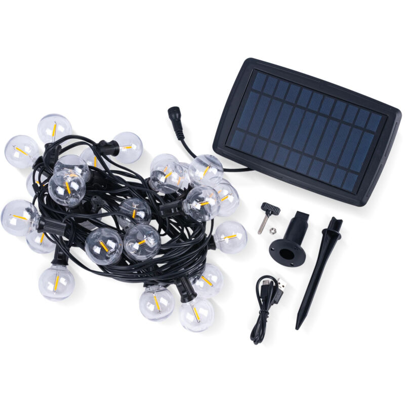 foto del prodotto catena luminosa solare 25 lampadine e10 a filamento led 