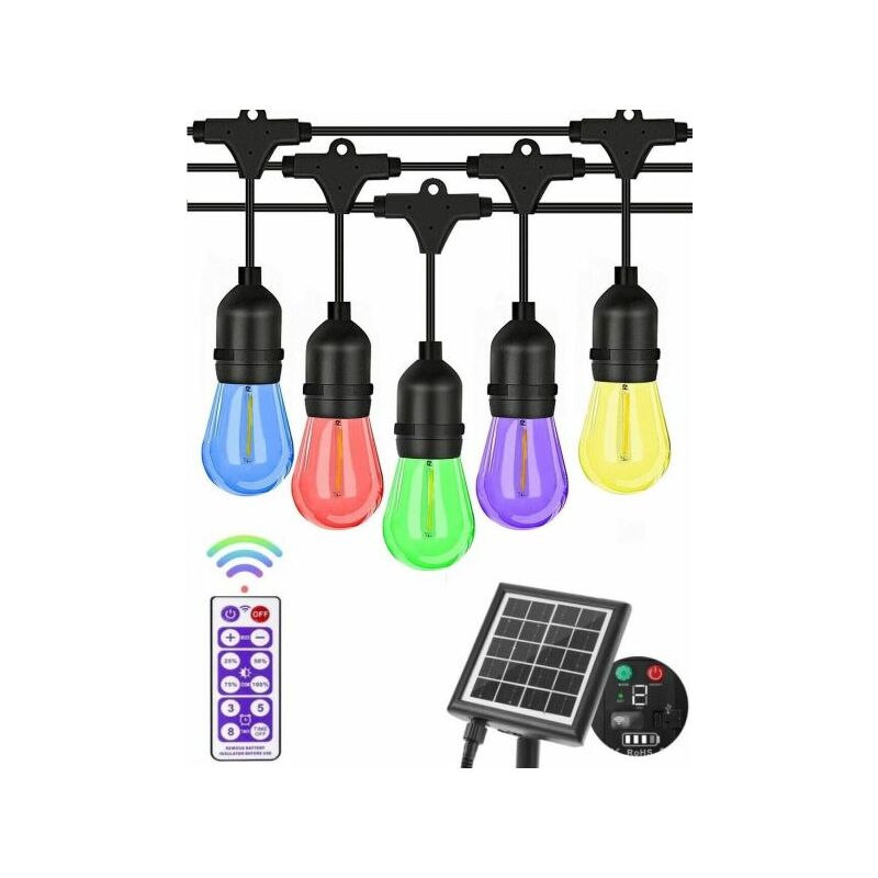 foto del prodotto catena luminosa solare da esterno giardino 10m 10 lampadine luce rgb mz lxy