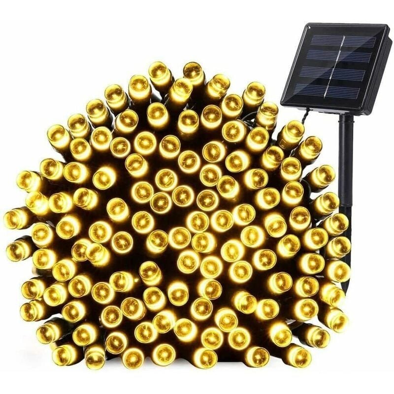 foto del prodotto catena luminosa solare di natale a 200 led con 8 giochi di luce per uso interno esterno luce calda 