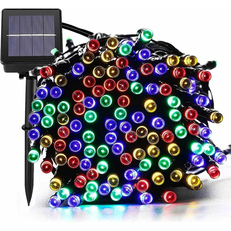 foto del prodotto catena luminosa solare di natale a 200 led con 8 giochi di luce per uso interno esterno luce multicolore 