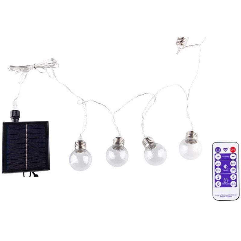 foto del prodotto catena luminosa solare led da esterno 25 lampadine bianco freddo 9.5m telecomando