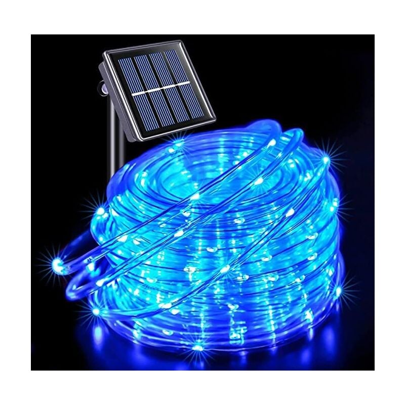 foto del prodotto catena luminosa solare per esterni, 12 m, 100 led, 8 modalit di illuminazione, impermeabile, ideale per decorazioni di halloween, giardini e alberi,