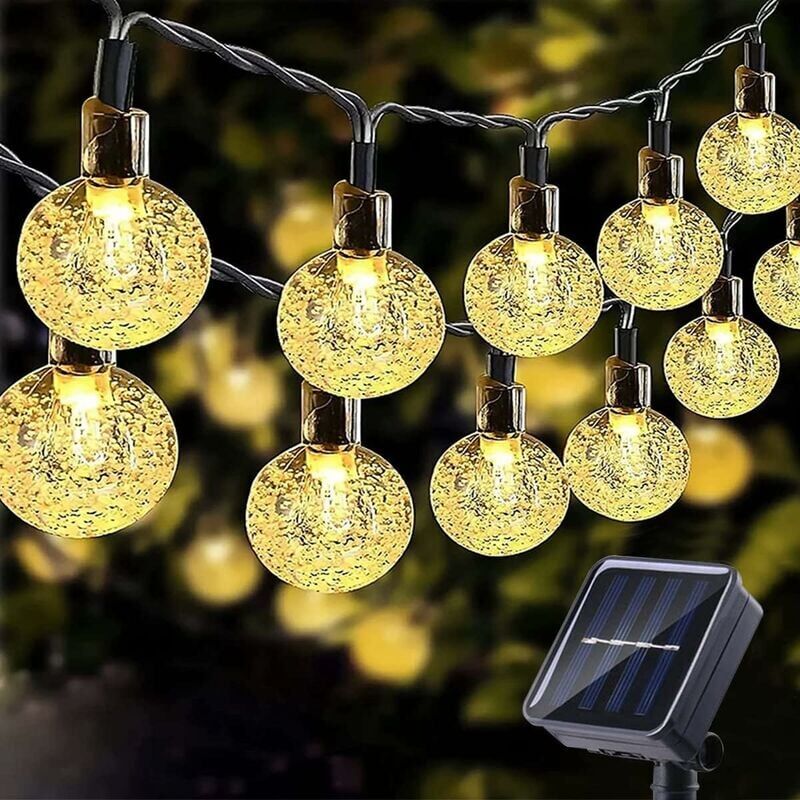 foto del prodotto catena luminosa solare ymyny 11 m, 60 led, per esterni, bianco caldo, 8 modalit per giardino, natale, matrimoni, feste