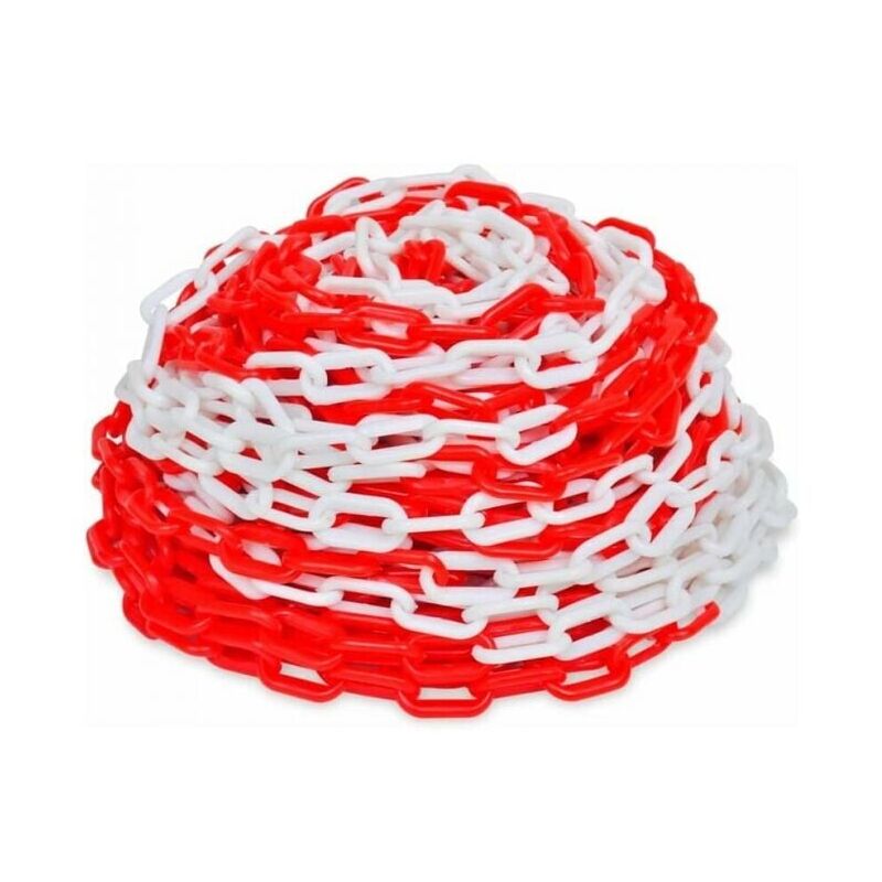 foto del prodotto catena per recinzione in plastica rossa e bianca da 6 mm x 10 m
