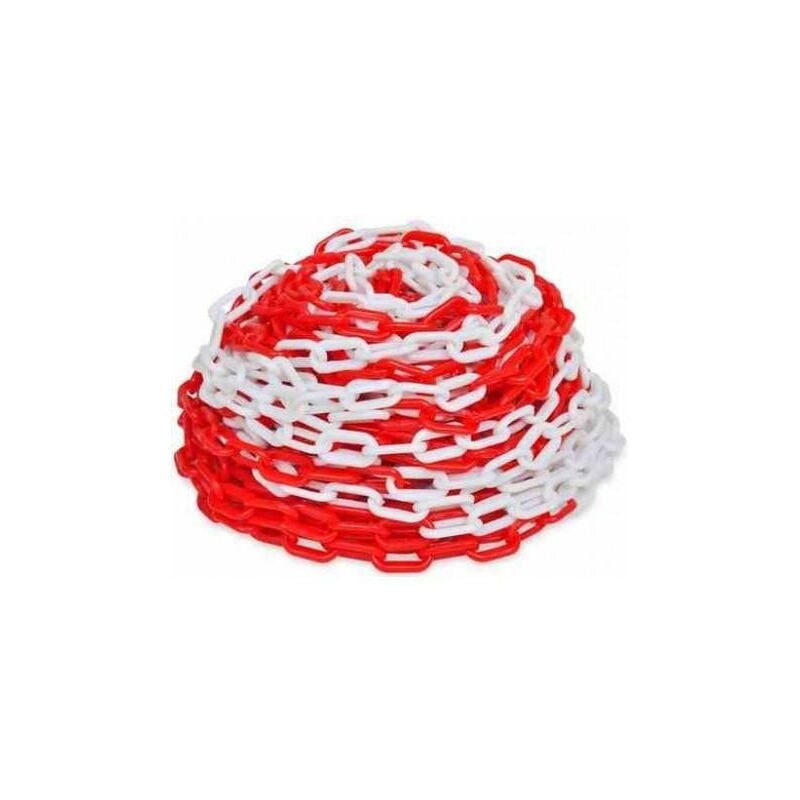 foto del prodotto catena recinzione segnaletica in plastica bianco rosso mm 6 rt 25mt 15536 25 