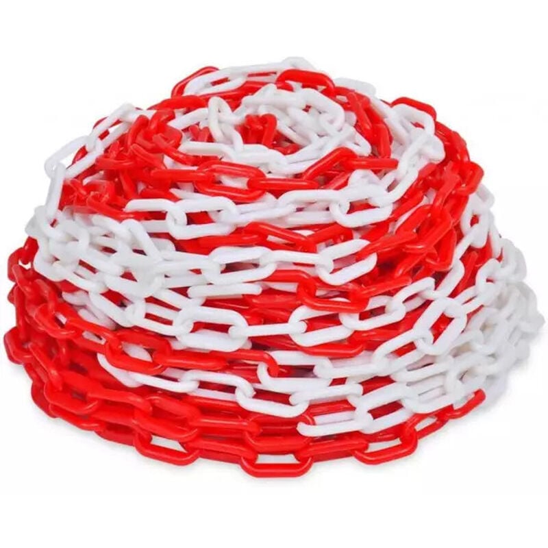 foto del prodotto catena segnaletica in plastica bicolore rosso bianco pvc 6mm 25m mistral