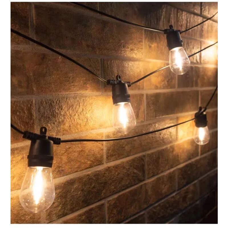 foto del prodotto catena solare da esterno eurogarden con 10 lampadine led a luce calda, luminosita regolabile, 8 modalita 5w 7 mt
