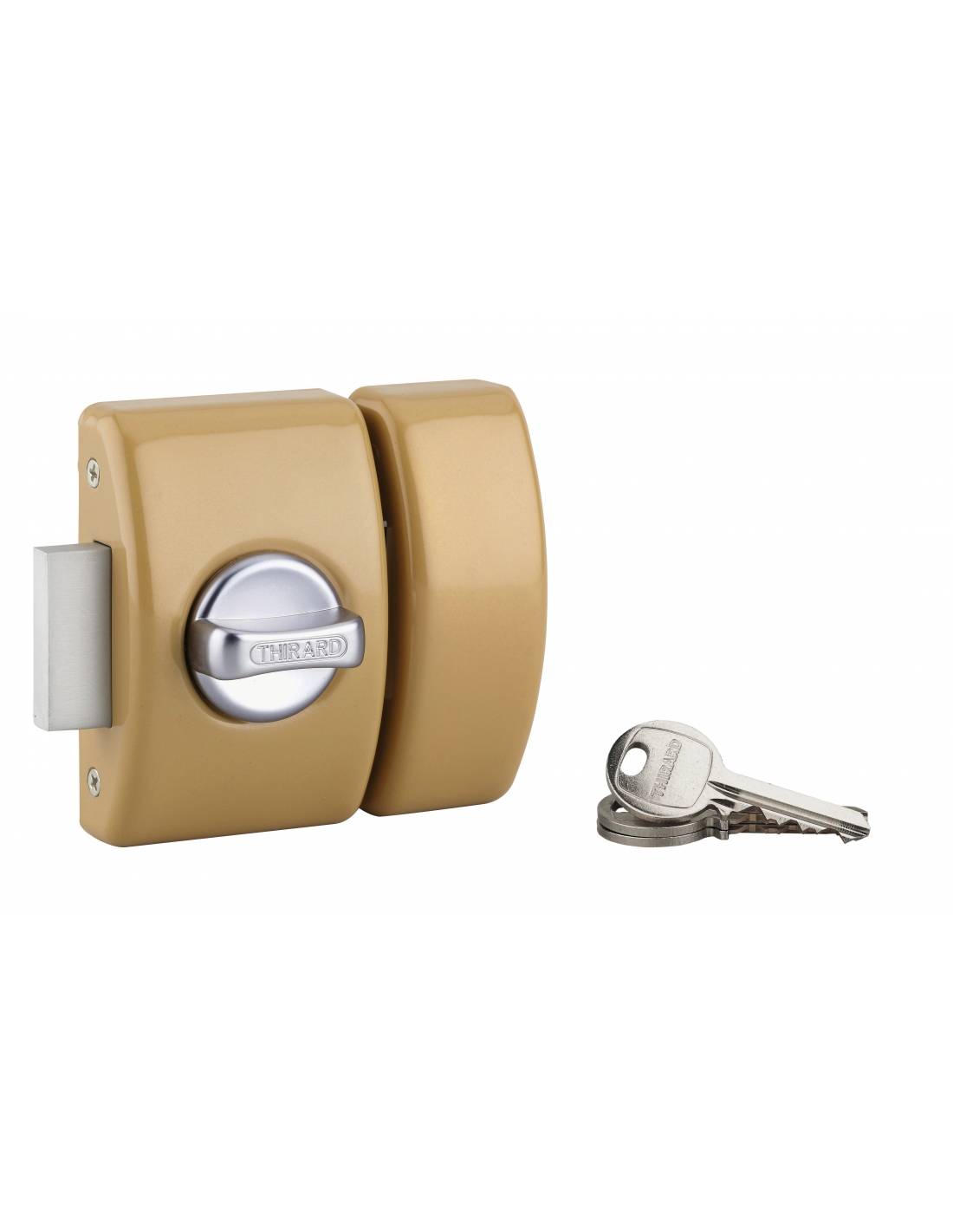 foto del prodotto catenaccio con pomolo per porta d'ingresso, cilindro 23x45mm, bronzo, 3 chiavi - serrurerie de picardie