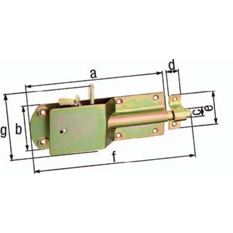 foto del prodotto catenaccio di recinto di sicurezza galvanizzato giallo lastra 200 x 70 mm bullone 15 mm