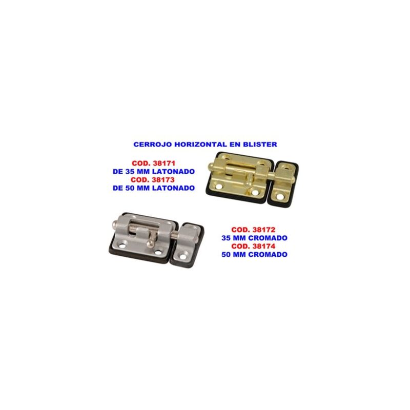 foto del prodotto catenaccio orizzontale 50 mm ottone placcato in blister 723