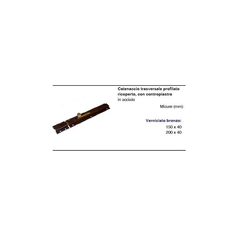 foto del prodotto catenaccio trasversale con contropiastra bronzo 150x40mm masidef