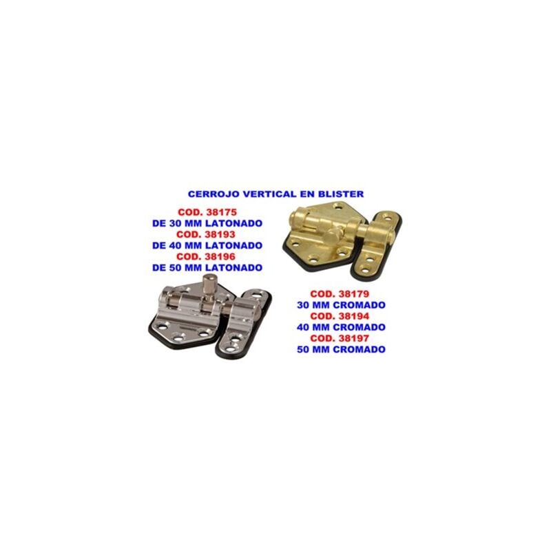 foto del prodotto catenaccio verticale 40 mm ottone placcato in blister 736